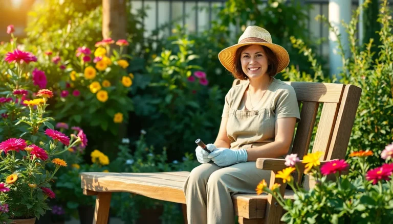 outdoor gardening bench